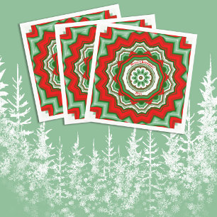 Zig Zag Rood/Groen Kerstfeest Papieren Servet