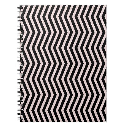 Zig Zag Roze en Zwart Geometrisch Patroon Notitieboek (Voorkant)