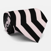 Zig Zag Roze en Zwart Geometrisch Patroon Stropdas (Opgerold)