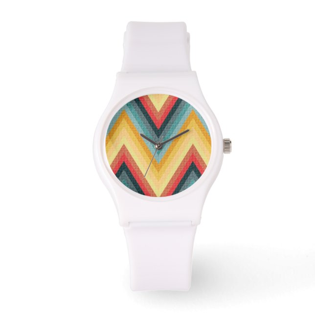 Zig Zag Striped Background 2 Horloge (Voorkant)