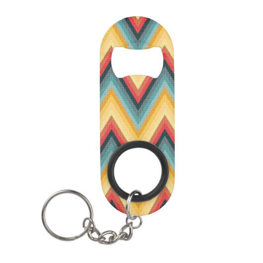 Zig Zag Striped Background 2 Sleutelhanger Flessenopener (Voorkant)