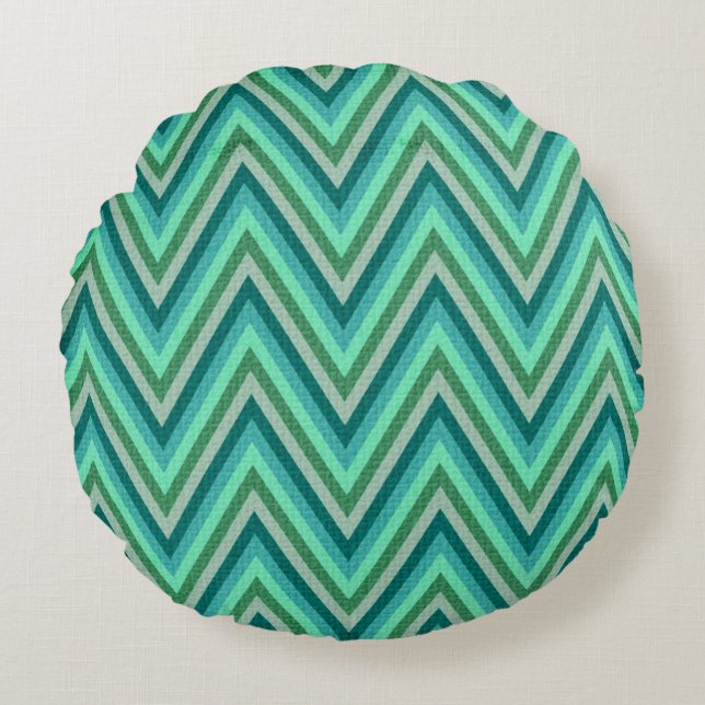 Zig Zag Striped Background Rond Kussen (Voorkant)