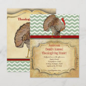Zig Zag Traditionele Thanksgiving Turkije Dinner Kaart (Voorkant / Achterkant)