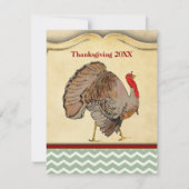 Zig Zag Traditionele Thanksgiving Turkije Dinner Kaart (Achterkant)