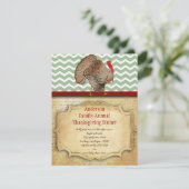 Zig Zag Traditionele Thanksgiving Turkije Dinner Kaart (Staand voorkant)