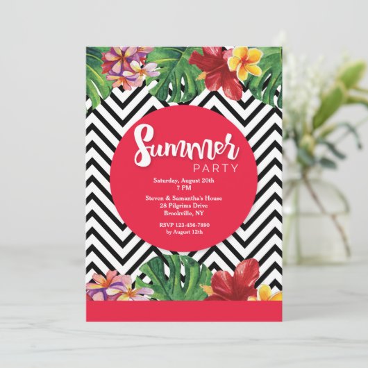 Zig Zag Zomer Uitnodiging (Staand voorkant)
