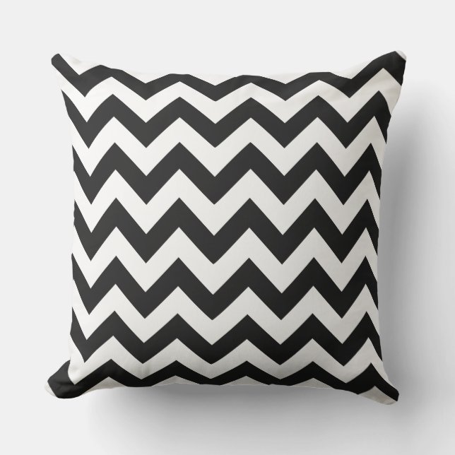 Zig Zag zwart-wit gestreepte buiten decoratie Buitenkussen (Voorkant)