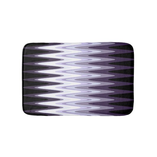 Zig Zag Zwart Wit Grijs Donker Paars Beige Patroon Badmat (Voorkant)
