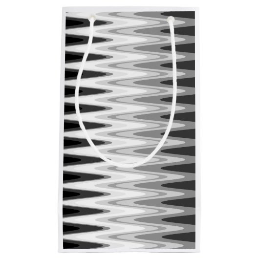 Zig Zag Zwart Wit Grijs Patroon Klein Cadeauzakje (Voorkant)