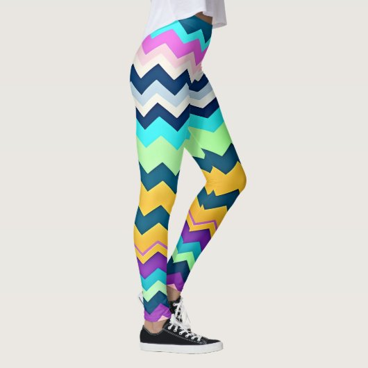 Zig-zagging pastel regenboogpatroon leggings (Rechts)