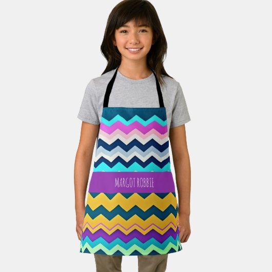 Zig-zagging pastel regenboogpatroon schort (Insitu)