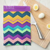 Zig-zagging pastel regenboogpatroon theedoek (Quarter Fold)