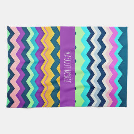 Zig-zagging pastel regenboogpatroon theedoek