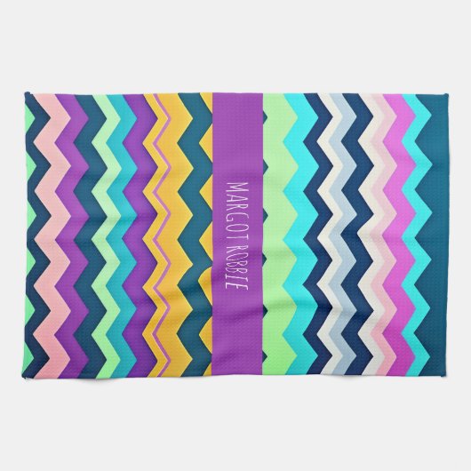 Zig-zagging pastel regenboogpatroon theedoek (Horizontaal)