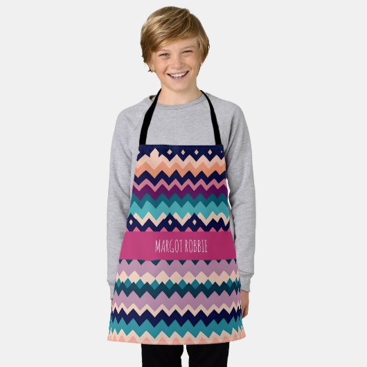 Zig-zagging pastel roze Navy Retro Patroon Schort (Gedragen)