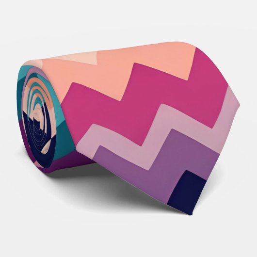 Zig-zagging pastel roze Navy Retro Patroon Stropdas (Opgerold)