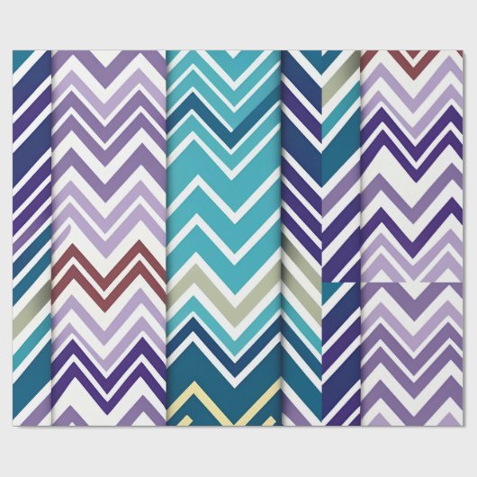 Zig Zagging pastel Verticaal Groen Retro Patroon Cadeaupapier (Vlak)