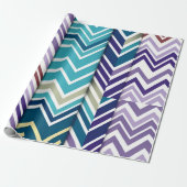 Zig Zagging pastel Verticaal Groen Retro Patroon Cadeaupapier (Uitgerold)