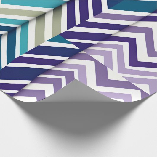 Zig Zagging pastel Verticaal Groen Retro Patroon Cadeaupapier (Hoek)