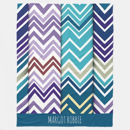 Zig Zagging pastel Verticaal Groen Retro Patroon Fleece Deken (Voorkant)