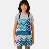 Zig Zagging pastel Verticaal Groen Retro Patroon Schort (Insitu)