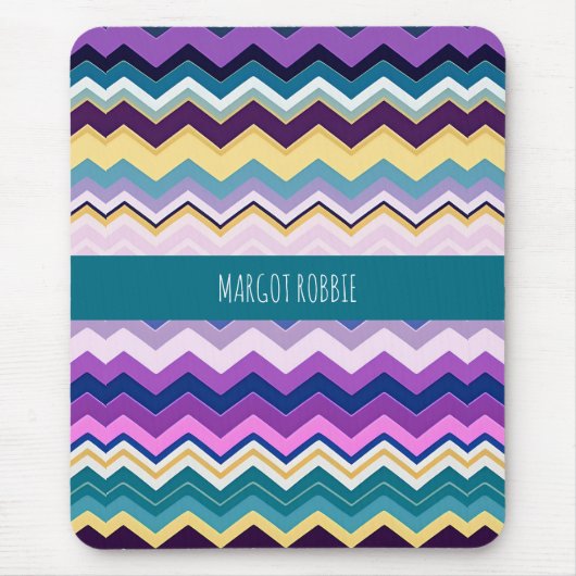 Zig Zagging Pastel Violet Retro Patroon Muismat (Voorkant)