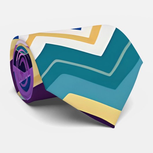 Zig Zagging Pastel Violet Retro Patroon Stropdas (Opgerold)