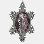 zigeuner in Champagne Pink Headdress Tin Sneeuwvlok Ornament (Links)