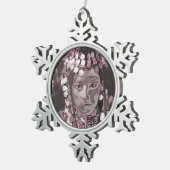 zigeuner in Champagne Pink Headdress Tin Sneeuwvlok Ornament (Rechts)