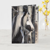 Zigeuner in het bos - Vakantie paard wenskaart Kaart (Gele Bloem)