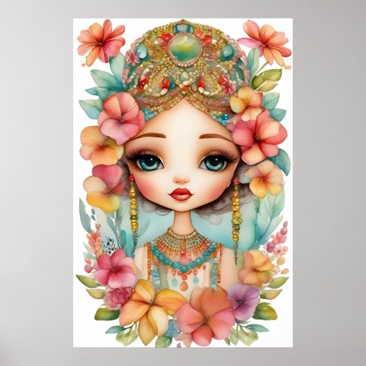 Zigeuner Meisje Met Kralen INGELIJSTE KUNST Poster (Voorkant)