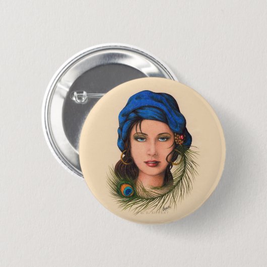 zigeuner ronde button 5,7 cm (Voorkant /achterkant)