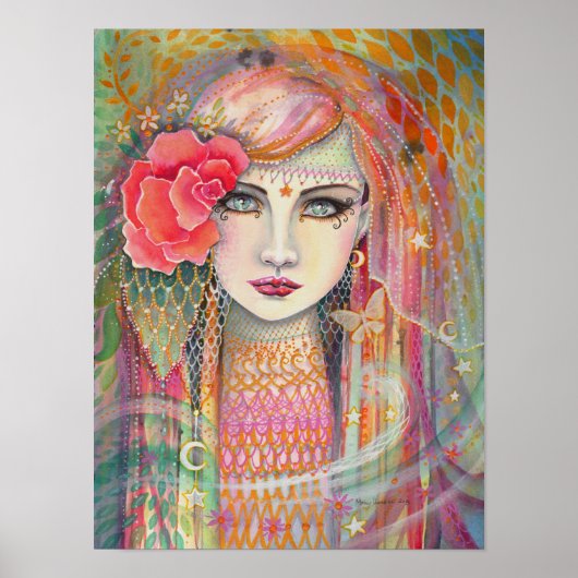 Zigeuner Roos Mooie Boheemse Fantasie Kunst Poster (Voorkant)