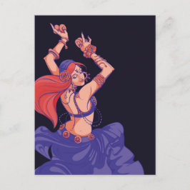 Zigeuner tribale danseres dansen met bekkens briefkaart