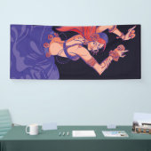 Zigeuner tribale danseres dansen met bekkens spandoek (Beurs)