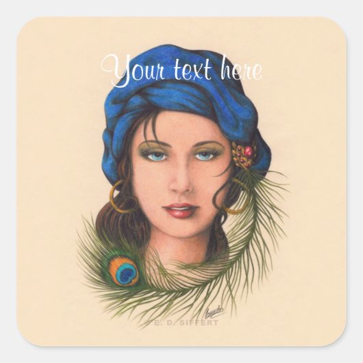 zigeuner vierkante sticker (Voorkant)