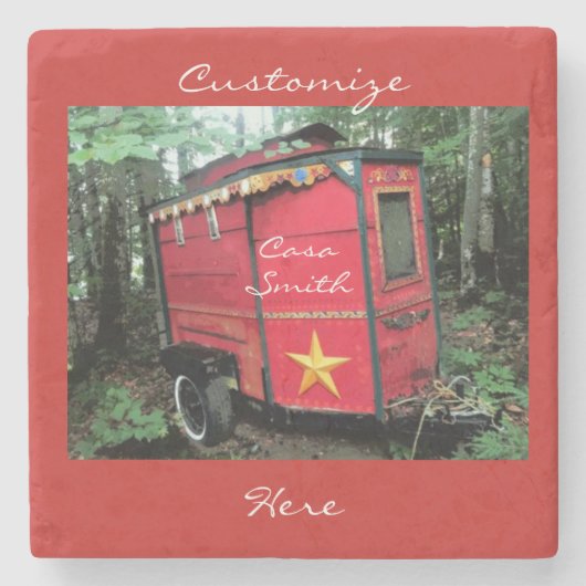 zigeunercaravan Thunder_Cove Stenen Onderzetter (Voorkant)