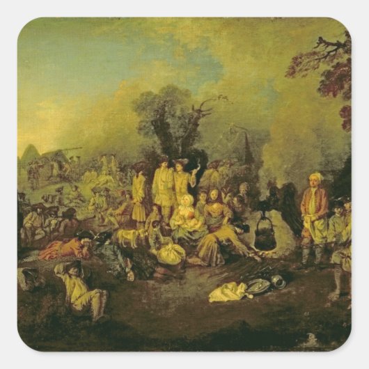 zigeunerkamp vierkante sticker (Voorkant)