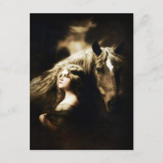zigeunermeisje met Antiek Briefkaart voor paarden
