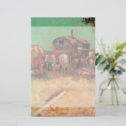 zigeuners met caravans van Vincent van Gogh Briefpapier (Staand voorkant)