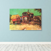 zigeuners met caravans van Vincent van Gogh Canvas Afdruk (Insitu (Houten vloer))