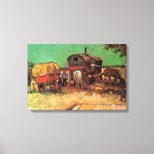 zigeuners met caravans van Vincent van Gogh Canvas Afdruk (Voorkant)