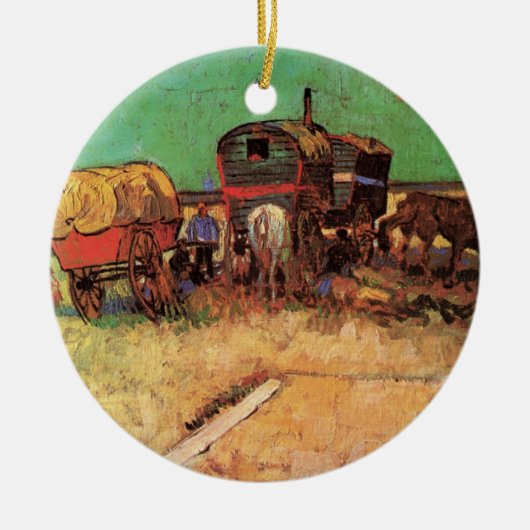 zigeuners met caravans van Vincent van Gogh Keramisch Ornament (Voorkant)