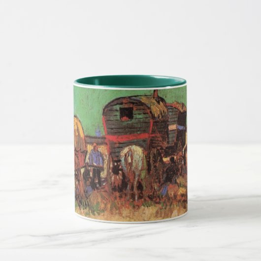 zigeuners met caravans van Vincent van Gogh Mok (Midden)