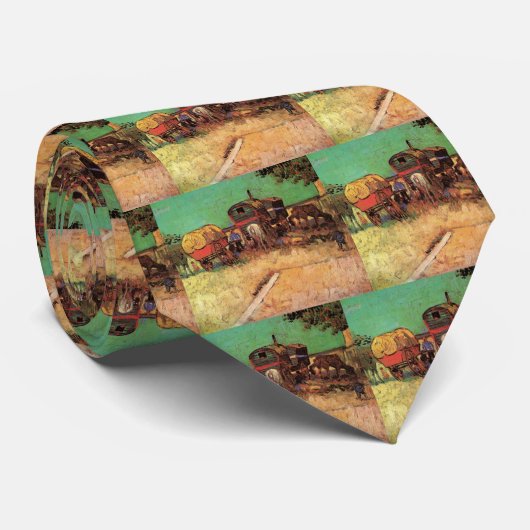 zigeuners met caravans van Vincent van Gogh Stropdas (Opgerold)