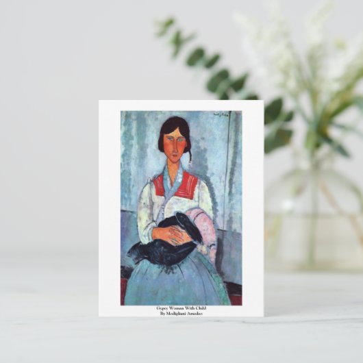 zigeunervrouw met kind door modigliani medeo briefkaart (Staand voorkant)