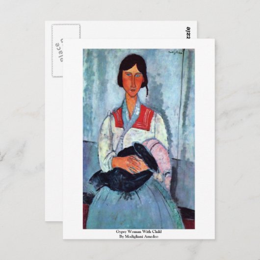 zigeunervrouw met kind door modigliani medeo briefkaart (Voorkant / Achterkant)