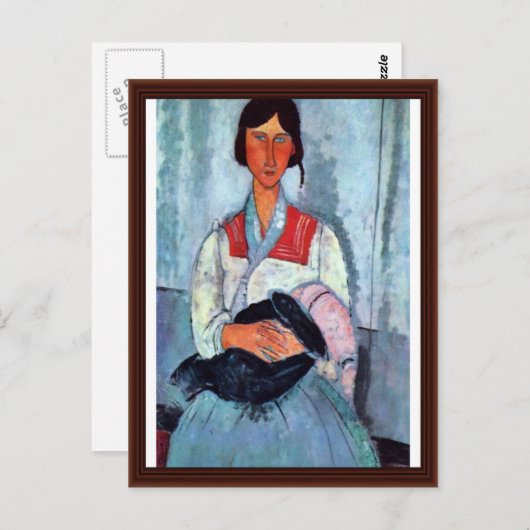 zigeunervrouw met kind door modigliani medeo briefkaart (Voorkant / Achterkant)