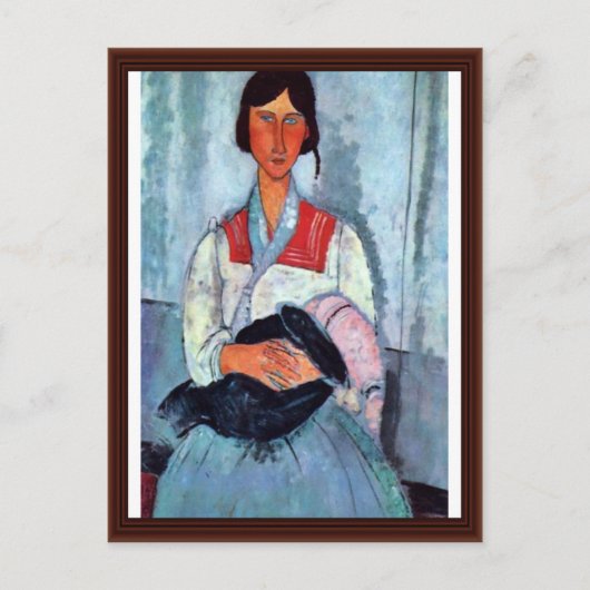 zigeunervrouw met kind door modigliani medeo briefkaart (Voorkant)