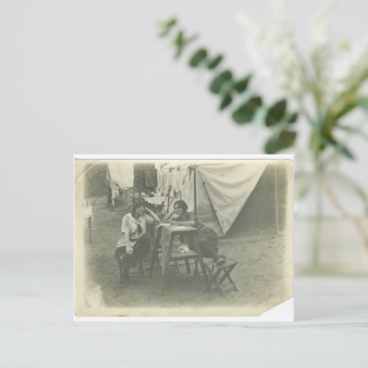 zigeunervrouwen in kamp briefkaart (Staand voorkant)